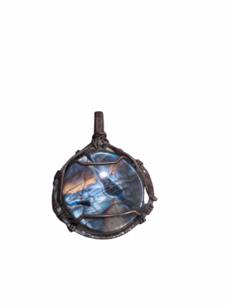 Talisman Labradorite & Tourmaline Noire Sertir Cuivre – Protection & Intuition