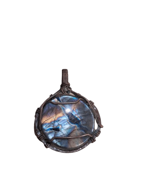 Talisman Labradorite & Tourmaline Noire Sertir Cuivre – Protection & Intuition