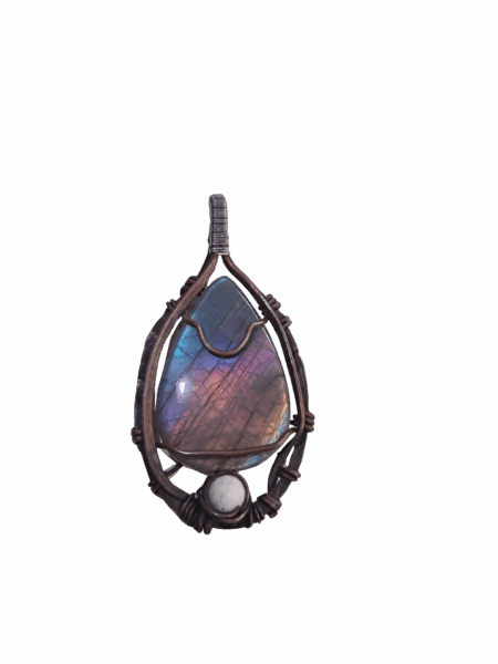 Talisman en Labradorite Sertir Cuivre & Argent 925 – Bouclier énergétique et éclat Intérieur
