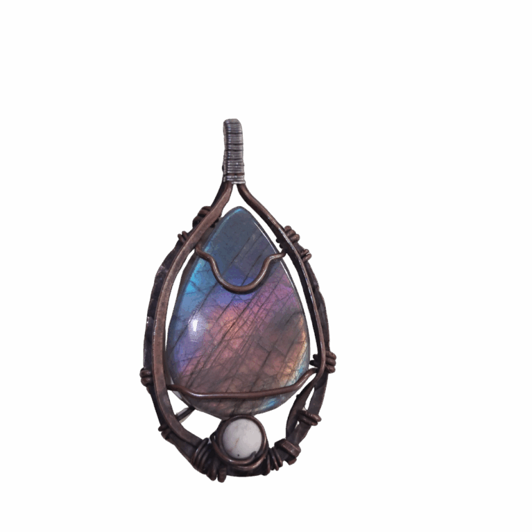 Talisman en Labradorite Sertir Cuivre & Argent 925 – Bouclier énergétique et éclat Intérieur