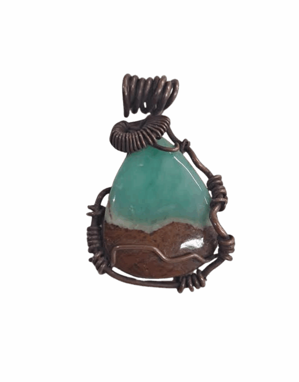 Talisman Chrysoprase Sertir Cuivre – Énergie du Cœur & Transformation
